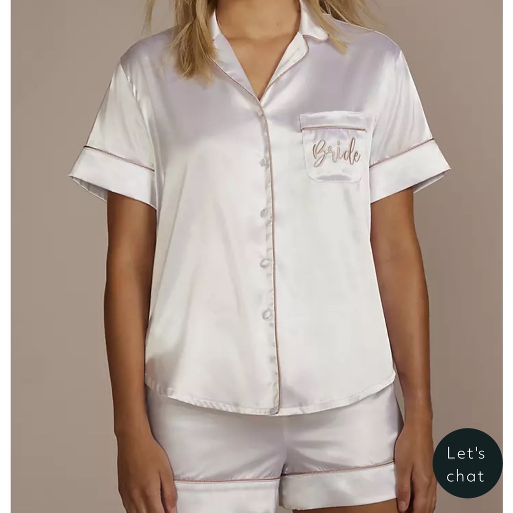 David's Bridal White Pajama Set Intimates Sleepwear